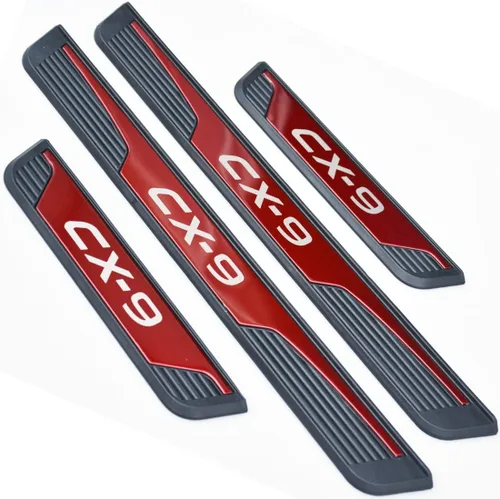 Vista 7 de Kit de protector de umbral de puerta inoxidable para Mazda CX-9 2017-2023 Accesorio interior (rojo)