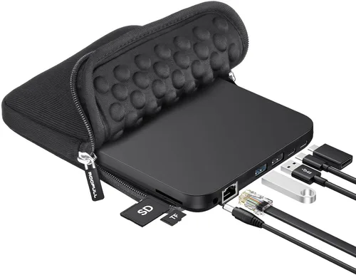 Vista 10 de ROOFULL Unidad externa de CD/DVD USB 3.0 y USB-C, ultrafina de 0.5 pulgadas, reproductor de CD y DVD de alta velocidad, grabador para computadora