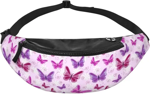 Vista 2 de Riñonera, bolsa de mensajero para deportes al aire libre y ocio, bolsa cruzada en el pecho para hombres y mujeres, rosado, púrpura