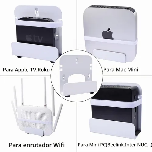 Vista 8 de Gmailmall - Soporte de pared ajustable para módem para la mayoría de reproductores multimedia estrechos, compatible con Roku, router, Fire TV, M4