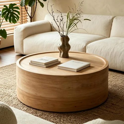 Vista 10 de Mesa de centro redonda de 39 pulgadas, patrón de imitación de mármol para sala de estar, pequeñas y modernas mesas de café bajas de piedra, centro