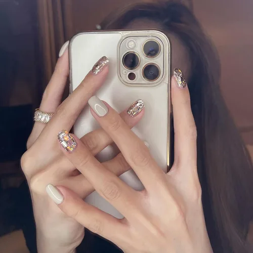 Vista 40 de LIGHT RAIN - Uñas a presión medianas con diseño de galaxia Andromeda, de lujo, reutilizables, de siete capas, con acabado UV, uñas postizas hechas a