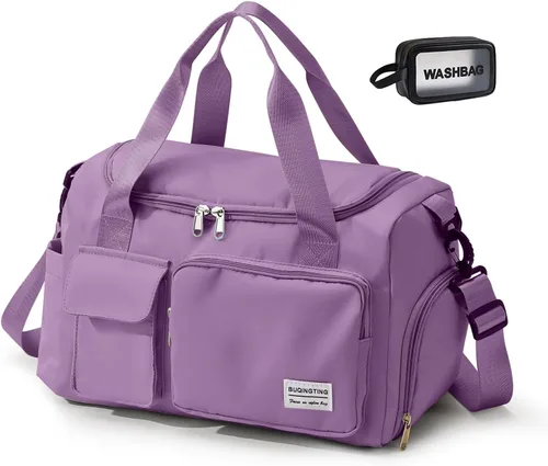 Vista 37 de Bolsa de Gimnasio Pequeña para Mujer, Bolsa de Lona de Viaje, Bolsa de Fin de Semana con Compartimento para Zapatos