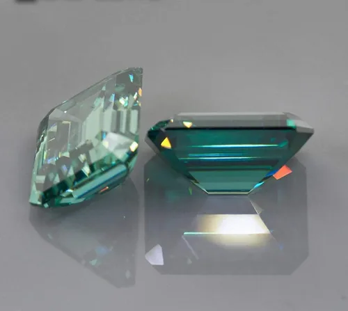 Vista 3 de Love Band Moissanita suelta de 4 quilates, color verde, diamante de moissanita, claridad VVS1, piedra preciosa brillante de corte esmeralda