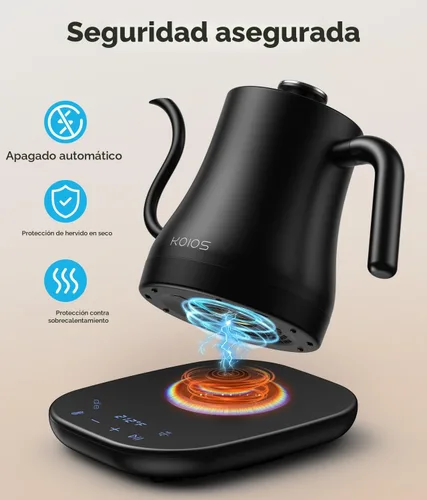 Vista 6 de KOIOS - Hervidor eléctrico de cuello de cisne, control de temperatura de ± 1 ℉, modo de silencio, mantiene el calor 4 horas Hervidor de agua