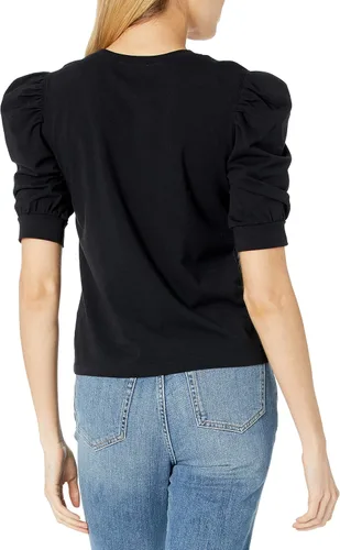 Vista 2 de The Drop Mariko - Camiseta elástica de manga abombada con cuello redondo para mujer