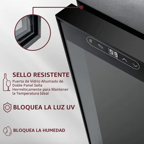 Vista 2 de Schmecke - Refrigerador de vino con compresor de 12 botellas con cerradura Gran bodega independiente Refrigerador de vino digital 41f-64f
