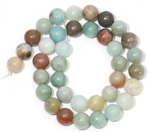 Vista 5 de 60 piezas de cuentas de piedra natural de 15⁄64 pulgadas (6 mm) con cuentas de amazonita de cristal, piedras preciosas para hacer joyería, pulseras