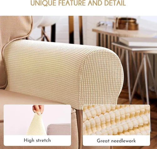 Vista 5 de BESPORTBLE Protectores de brazo para silla, funda elástica para reposabrazos de sofá, funda protectora elástica para el hogar, oficina, sillón