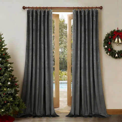 Vista 14 de StangH Cortinas 100% opacas, color beige, terciopelo suave y grueso, cortinas para ventana de dormitorio, forro blanco, cortinas con aislamiento