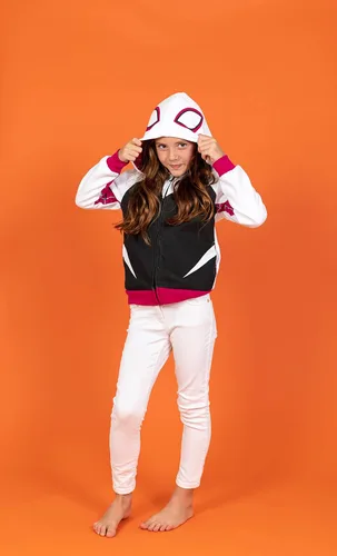 Vista 4 de Marvel Spider-Man Spider-Gwen Ghost Spider - Sudadera con capucha y cremallera para niñas pequeñas y grandes
