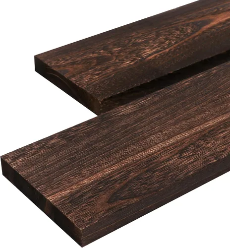 Vista 4 de LAVIEVERT Juego de 2 estantes flotantes montados en la pared, estante de almacenamiento de madera rústica con soporte de metal industrial