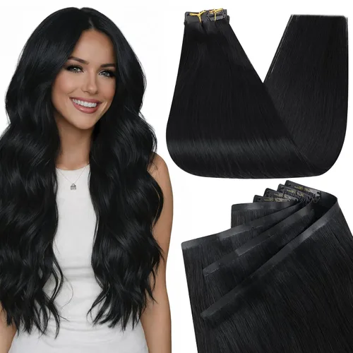 Vista 35 de Full Shine Extensiones de Cabello Rubio con Clip Reflejos Cabello Humano Extensiones con Clip Rubio Ceniza Mezcla Rubio Decolorado PU Extensiones