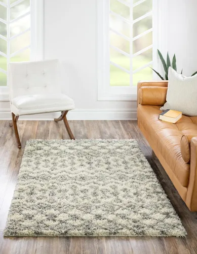 Vista 17 de Unique Loom Moroccan Trellis Shag Collection - Alfombra de área - Meknes (2 pies 2 pulgadas x 3 pies 1 pulgada, rectangular, marrón claro/marfil)