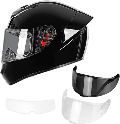 Vista 10 de Casco de motocicleta de cara completa para adultos con aprobación DOT, Casco de bicicleta de calle aerodinámico y ligero para hombres y mujeres