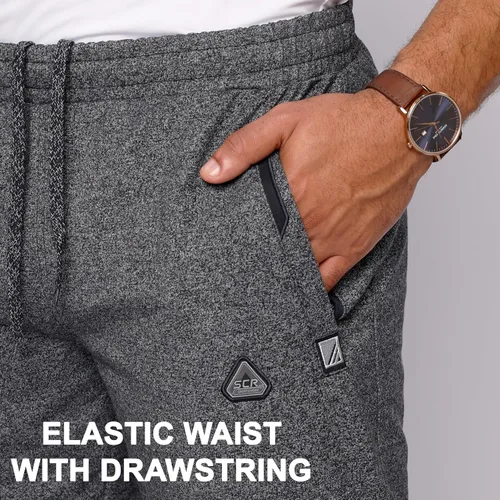 Vista 4 de SCR - Pantalones deportivos para hombre, pantalones atléticos de entrepierna larga color negro, gris y azul marino, 30L 32L 34L 36L 38L