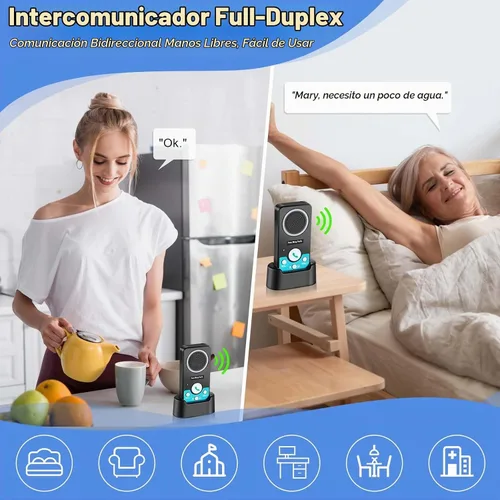 Vista 2 de Sistema de intercomunicación inalámbrico para el hogar, conversación bidireccional manos libres 1000ft Long Range, 8 Adjustable Volume Levels & 4