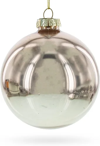 Vista 3 de Exquisito adorno navideño de huevo de vidrio soplado con biselado amarillo y oro rosa