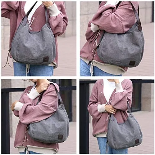 Vista 7 de Bolso Hobo de lona Bolso de mano Bolso de hombro de compras