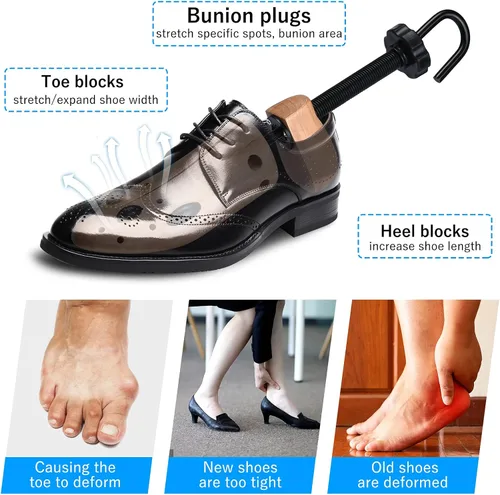 Vista 4 de Ecom City Camillador de zapatos de madera de cedro de 2 vías para ampliar zapatos expansor para hombres y mujeres Madera natural