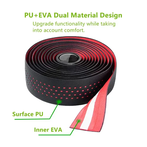Vista 2 de BESTYMXY Cintas de manillar de bicicleta de carretera hechas de EVA + PU, cinta profesional para barra de bicicleta de carretera, envolturas de Negro