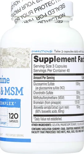 Vista 3 de 365 by Whole Foods Market, Glucosamina Condroitina y MSM, 120 ct