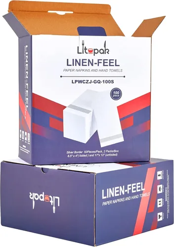 Vista 7 de LITOPAK Paquete de 100 toallas de invitados desechables, suaves y absorbentes, toallas de papel para invitados, para baños, fiestas, bodas o Plateado
