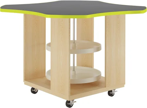Vista 9 de Diversified Spaces Intermix - Estación de trabajo escolar de colaboración móvil, 48 x 48 x 30 pulgadas abierta con 2 tocadiscos Lazy Susan, parte
