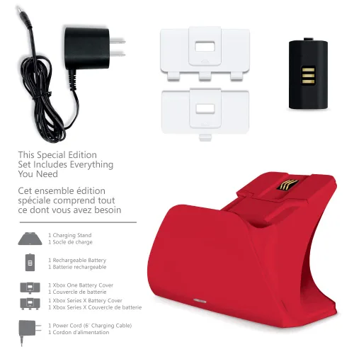 Vista 5 de Controller Gear Pulse Red Universal Xbox Pro Charging Stand with 1100 Mah Rechargeable Battery, Charging Dock, Charging Station for Xbox Series XS