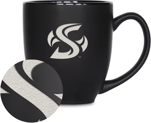 Vista 235 de Rico Industries - Taza de cerámica mate negra con grabado láser estándar de 15oz para NCAA (escuelas T & U) - Para bebidas calientes o frías