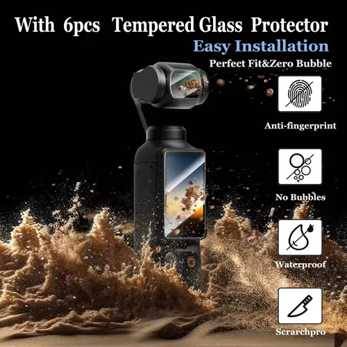 Vista 7 de Funda impermeable antigolpes para cámara, bolsa cruzada portátil dura compatible con DJI OSMO POCKET 3, 3 piezas LCD y 3 piezas de protector