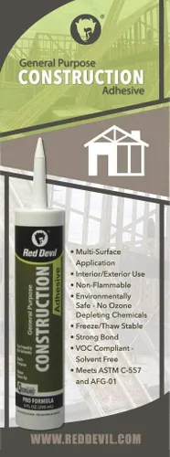 Vista 2 de Red Devil 077606 Adhesivo de construcción de uso general, 9 onzas, 1 paquete, blanco