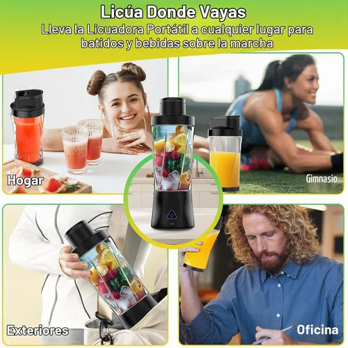 Vista 4 de Licuadora portátil, licuadora personal de 360 W, batidos y licuados
