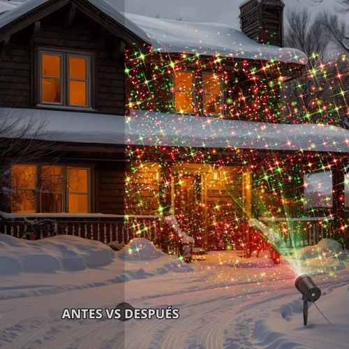 Vista 7 de Proyector de luces de Navidad para exteriores, luz de proyección de estrellas rojas y verdes de BLOFUN con 3 modos de iluminación, control remoto