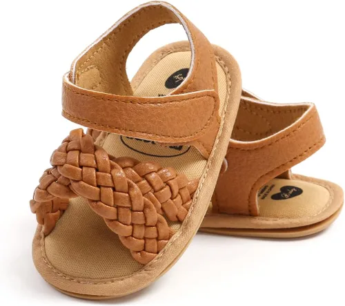 Vista 4 de TIMATEGO Sandalias para bebés y niñas, antideslizantes, suela suave, con correa en T, sandalias de vestir para cuna, zapatos de vestir para bebés