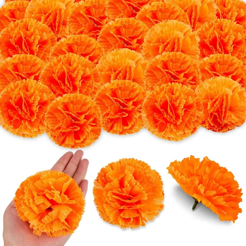 Vista 8 de Syhood 50 piezas de flores de caléndula del día de los muertos a granel