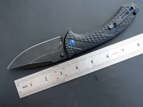 Vista 2 de Eafengrow EF927 Cuchillo de bolsillo D2 Hoja de acero con revestimiento de óxido negro, cuchillo para exteriores, mango G10, rodamiento de bolas