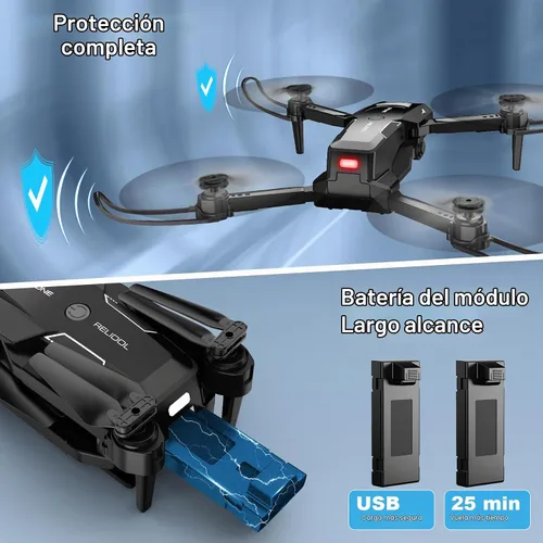 Vista 7 de Drone con cámara 1080P - Drone plegable RC Quadcopter FPV con control Negro