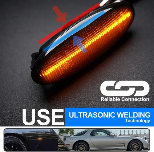 Vista 5 de 2 luces LED ámbar RX7 dinámicas secuenciales intermitentes laterales para Maz'da RX7 (FD) PREMACY (CP) 23 (BA) 323 (BJ) 626 (GF/GW), luces