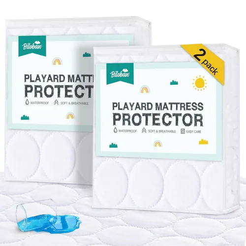Vista 8 de Sábanas Protectoras de Colchón para Cuna Impermeables Paquete de 2, Funda Acolchada de Protector de Colchón para Cuna Ajustable para Colchón de Cama
