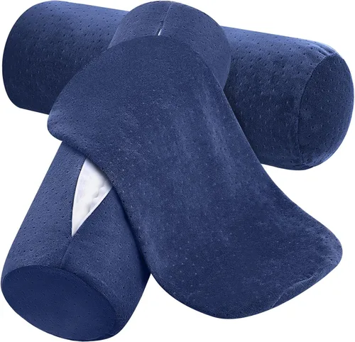 Vista 10 de 2 fundas de almohada cervical de terciopelo de 16 x 6 pulgadas con cremallera, solo fundas de almohada de cuello redondo, fundas de almohada