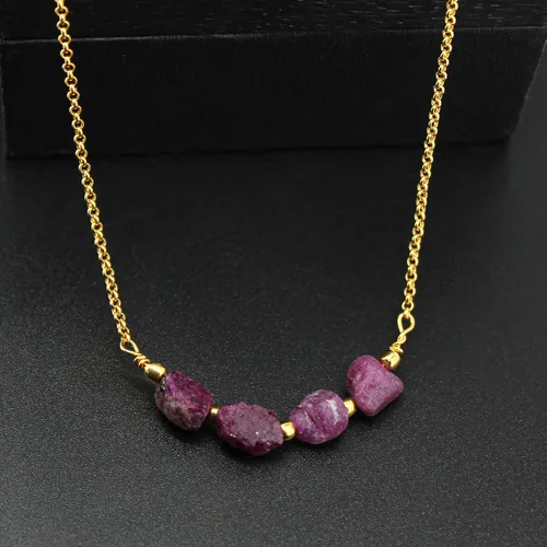 Vista 29 de Gempires Natural Raw Bar Crystals Pendant Necklace Handmade Jewelry 22 inch Adjustable Chain