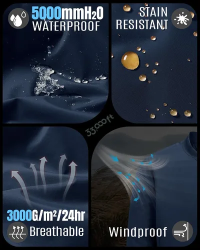 Vista 4 de 33,000ft Chaqueta bomber para hombre, impermeable, con cremallera, acolchada, ligera, cálida, casual, primavera, otoño e invierno Mezclilla oscura