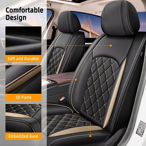 Vista 3 de Funda de asiento delantero compatible con Hyundai Tucson 2010-2024 2025, fundas de asiento de automóvil de cuero de lujo compatible con bolsa