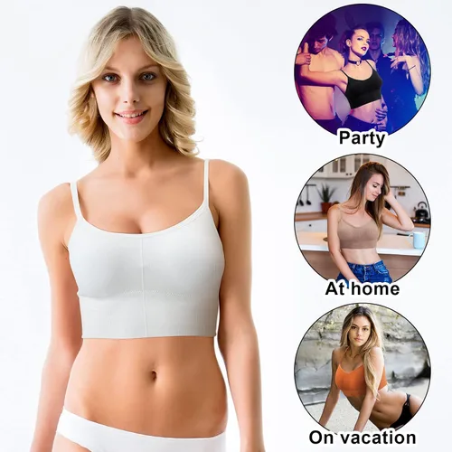 Vista 5 de Giegxin 8 piezas de sujetadores deportivos con espalda baja para dormir, sin costuras, camiseta sin mangas, camiseta deportiva para gimnasio