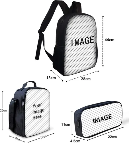 Vista 2 de Poceacles Juego de 3 mochilas escolares impresas en 3D, juegos de bolsas de libros para niÃ±os y niÃ±as con lonchera y estuche para lÃ¡pices, Lindo