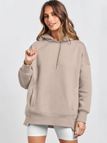 Vista 3 de ANRABESS Sudaderas con capucha de gran tamaño para mujer, sudadera de forro polar 2024, trajes de moda para adolescentes y niñas
