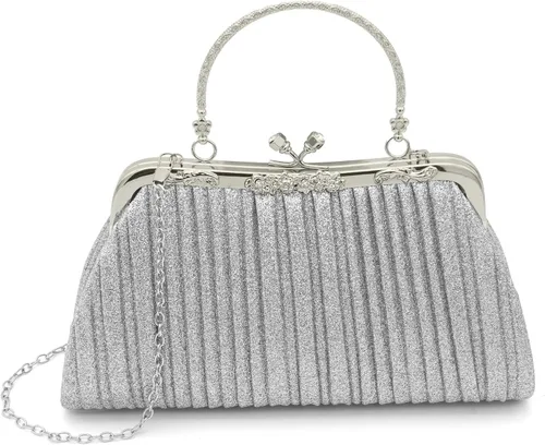 Vista 9 de Bolso de mano para mujer, bolso de noche brillante para fiesta, baile, boda, formal