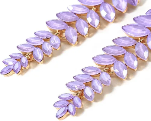 Vista 3 de KELMALL Aretes largos de cristal para mujer, aretes colgantes de hoja de diamantes de imitación