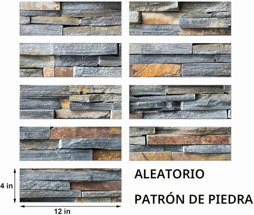 Vista 2 de TUOKING 3 Piezas Azulejos Despegar y Pegar para Salpicadero de Cocina 4"x 12" PVC Autoadhesivos Subway Mate Imitación Piedra Panel de Pared Ladrillo